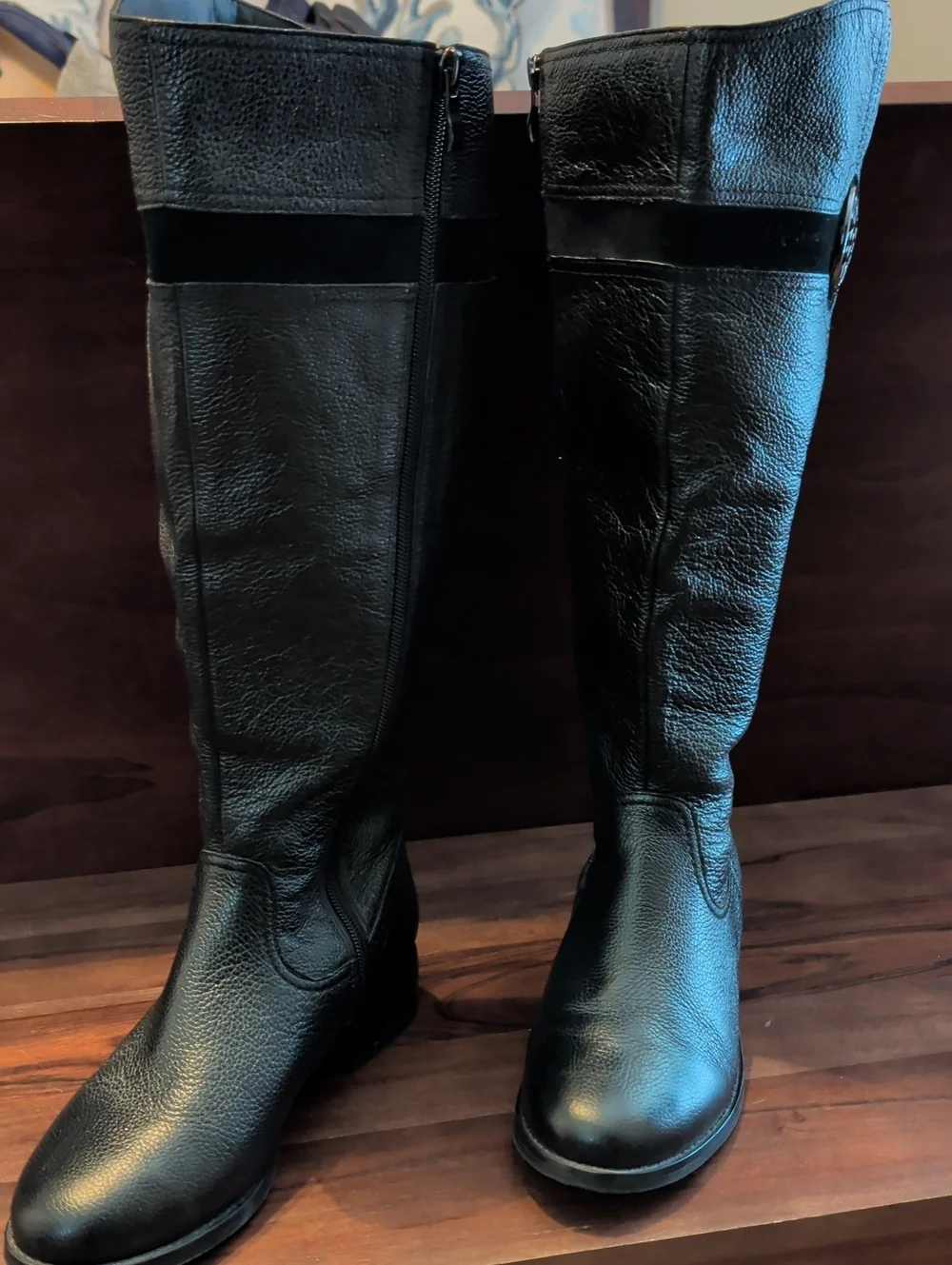 Women's Tall Black Leather Riding Boots